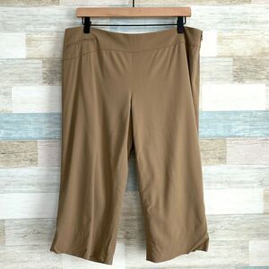 Worth Wool Blend Capri Pants Tan Mid Rise Stretch Flat Front Pocket Womens 12